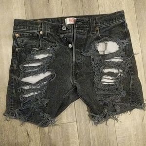 Levi's Distressed Black Denim Jean Shorts